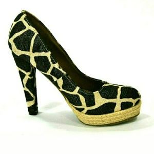 Gomax Womens Canvas Heels Pumps Animal Print Sz 8